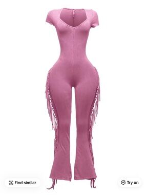 Women’s Pink Fringe Jumpsuit